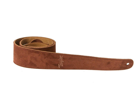 Taylor 2.5'' Embroidered Suede Guitar Strap - Chocolate Brown