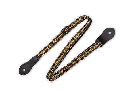 Levy's MJ19 1/2" Jacquard Weave Mandolin/Ukulele Strap - Black/Yellow