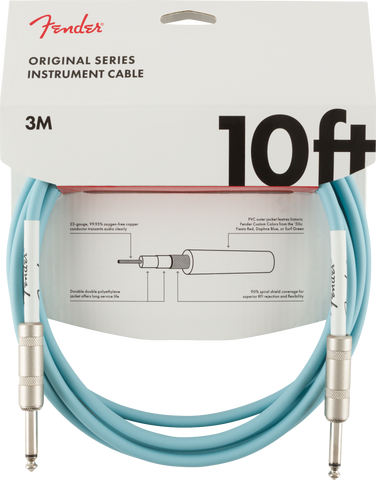 Fender Original Series 10’ Instrument Cable - Daphne Blue