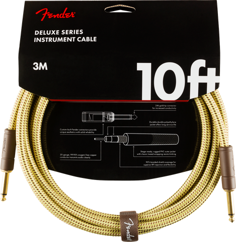 Fender Deluxe Series 10’ Instrument Cable - Tweed