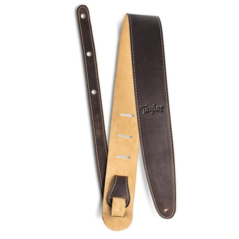 Taylor Guitar Strap Leather w/ Suede Back 2.5" - Chocolate Brown (410125)