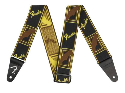 Fender 2" WeighLess Monogrammed Strap - Black/Yellow/Black