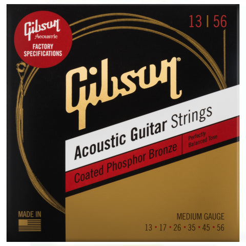 Gibson Coated Phosphor Bronze Acoustic Strings - Light 13-56