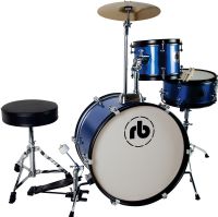 RB JR-3 - 3 Piece Junior Drum Set w/ Throne, Sticks and Pedal - Blue