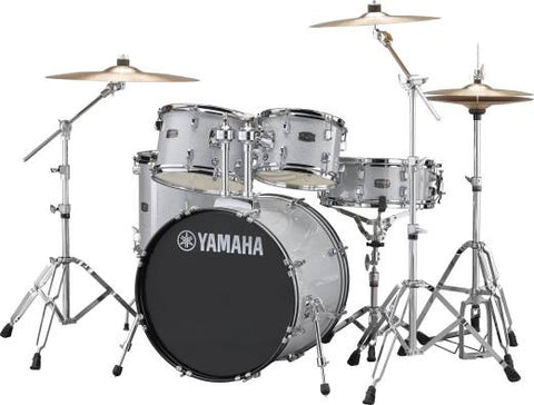 Yamaha Rydeen 5-Piece Drum Set (20,10,12,14,Snare) w/Hardware, Cymbals and Throne, Silver Glitter