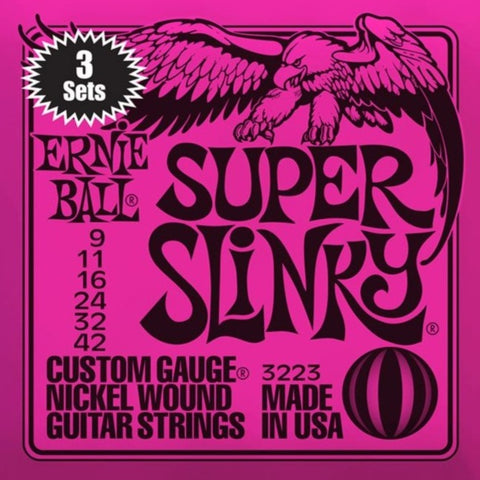 Ernie Ball 3223 3-Pack Super Slinky Electric Strings 9-42
