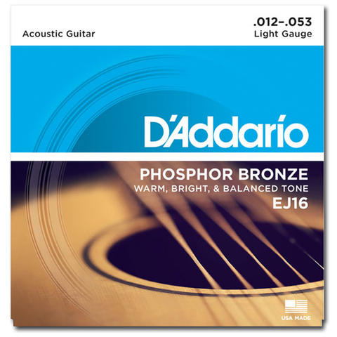 D'Addario EJ16 Phosphor Bronze Acoustic Strings, Light