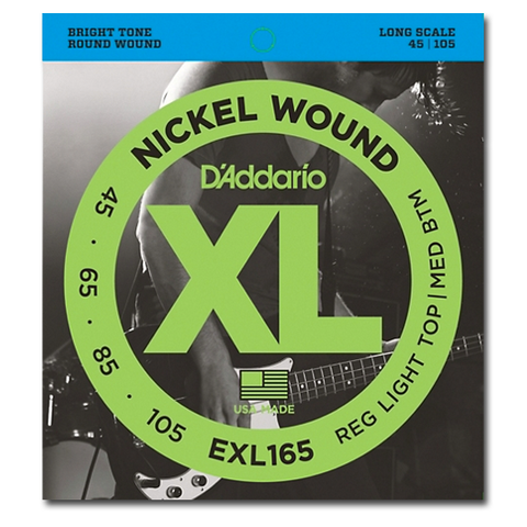 Electric - D'Addario EXL165 XL Nickel Round Wound Long Scale Bass Strings, Light Top / Medium Bottom