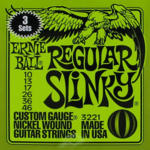 Ernie Ball 3221 3-Pack Regular Slinky Electric Strings 10-46