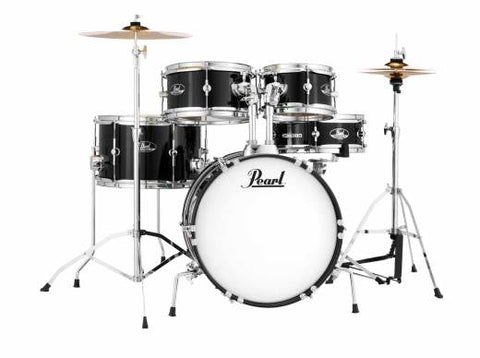 Pearl Roadshow Junior 5-Piece Drumset w/ 16" Bass Drum, Hardware & Cymbals - Jet Black
