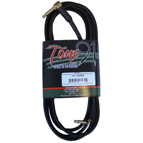 Tone91 (T91-10GRR) Studio Line Gold 90° 1/4" to 90° 1/4" Patch Cable, 10 Foot