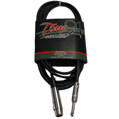Tone91 (HZV-10) Black Hi-Z Microphone Cable XLR - 1/4", 10 Foot