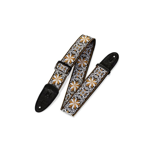 Levy's M8HT 2-inch Jacquard Weave '60s Hootenanny Guitar Strap - Yellow and White Floral