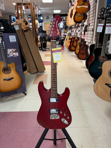 "PREVIOUSLY ROCKED" - Squier Standard Series Satin Trans Fat Stratocaster - Crimson Transparent