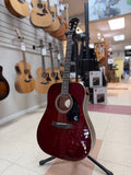 "PREVIOUSLY ROCKED" - Epiphone Songmaker DR-100 Acoustic Guitar - Wine Red with Gold Hardware