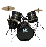 Westbury 400 Series 5-Piece Studio Drum Kit w/ Hardware, Cymbals & Throne, Black Wood Grain