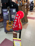 "PREVIOUSLY ROCKED" - Squier Standard Series Satin Trans Fat Stratocaster - Crimson Transparent
