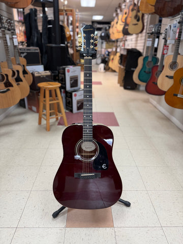 "PREVIOUSLY ROCKED" - Epiphone Songmaker DR-100 Acoustic Guitar - Wine Red with Gold Hardware