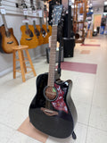"PREVIOUSLY ROCKED" - Yamaha FGX800C Solid Spruce Top Dreadnought Acoustic Guitar w/ Electronics - Black
