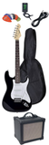 Electric Guitar Package w/ Guitar, Amp, Cable, Bag, Tuner & Picks - Black