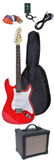 Electric Guitar Package w/ Guitar, Amp, Cable, Bag, Tuner & Picks - Red