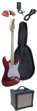 Electric Guitar Package w/ Guitar, Amp, Cable, Bag, Tuner & Picks - Metallic Red
