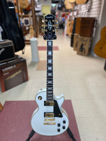 "PREVIOUSLY ROCKED" - Epiphone Les Paul Custom Electric Guitar - Alpine White