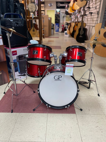 "PREVIOUSLY ROCKED" -Granite Percussion Junior 5-Piece Drum Kit (16,8,10,12,SD) with Cymbals and Hardware - Metallic Red