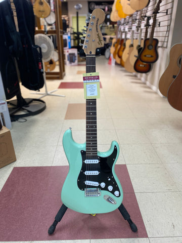 "PREVIOUSLY ROCKED" - Squier FSR Affinity Series Stratocaster, Laurel Fingerboard, Black Pickguard - Surf Green