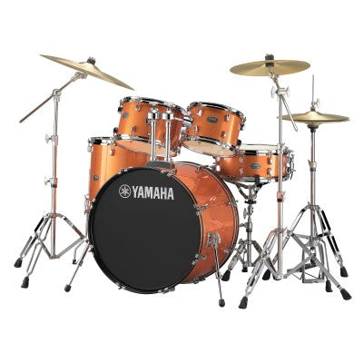 Yamaha Rydeen 5-Piece Drum Set (20,10,12,14,Snare) w/Hardware, Cymbals and Throne, Orange Glitter