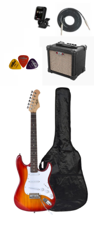 3/4 Size Electric Guitar Package w/ Guitar, Amp, Cable, Bag, Tuner & Picks - Cherry Burst