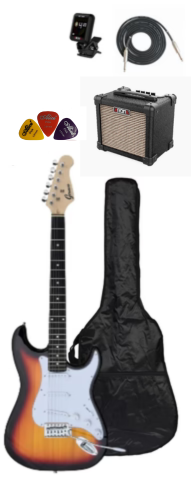 Electric Guitar Package w/ Guitar, Amp, Cable, Bag, Tuner & Picks - Sunburst