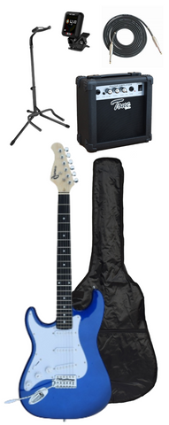 Left Handed Electric Guitar Package w/ Guitar, Amp, Cable, Bag, Tuner, Stand & Picks - Metallic Blue
