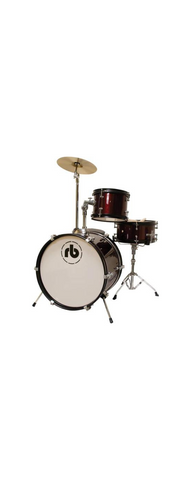 RB JR-3 - 3 Piece Junior Drum Set w/ Throne, Sticks and Pedal - Metallic Wine Red