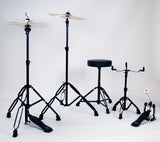 Westbury 400 Series 5-Piece Studio Drum Kit w/ Hardware, Cymbals & Throne, Black Wood Grain