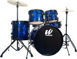 Westbury 400 Series 5-Piece Studio Drum Kit w/ Hardware, Cymbals & Throne, Blue Oyster