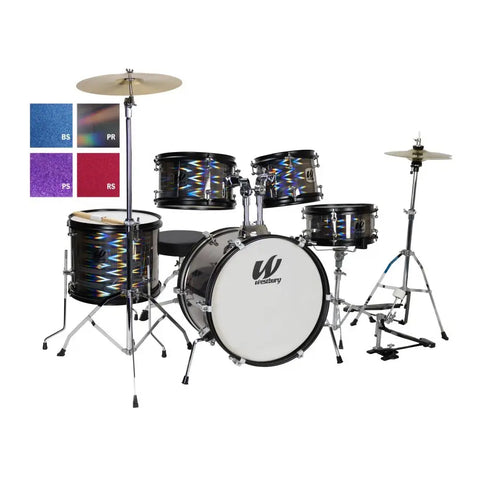 Westbury 5-Piece Junior Drum Kit w/ Hardware, Cymbals & Throne, Prismatic Finish