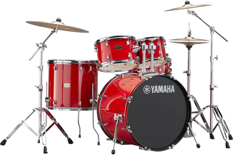 Yamaha Rydeen 5-Piece Drum Set (22,10,12,16,Snare) w/Hardware, Cymbals and Throne, Hot Red