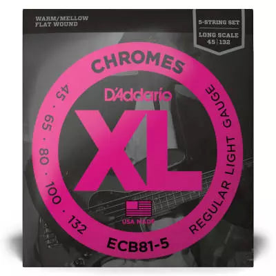 Electric - D'Addario ECB815 Chromes Flat Wound 5-String Long Scale, Light