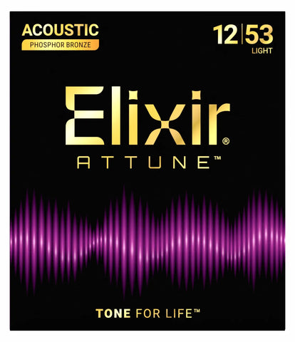 Elixir Strings 21052 Attune Phosphor Bronze Acoustic Guitar Strings, Light