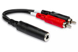 Hosa Stereo Breakout 1/4'' TRS-F to Dual RCA-M Y-Cable