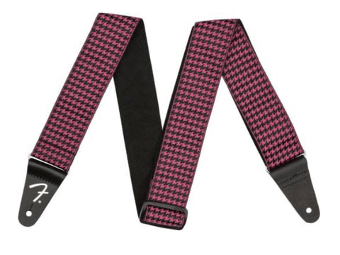 Fender 2" Houndstooth Guitar Strap, Black & Pink