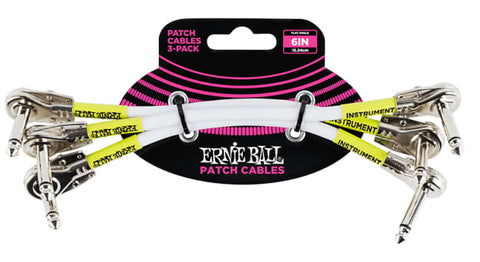 Ernie Ball 6" Angled to Angled Pancake Patch Cables, 3-Pack