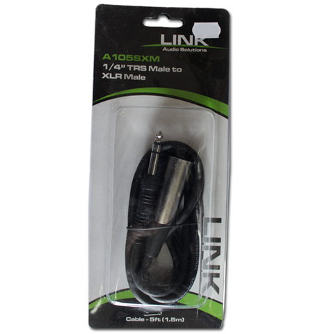 Link Audio Solutions A105SXM TRS 1/4" Male to XLR Male, 5 Foot