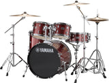 Yamaha Rydeen 5-Piece Drum Set (22,10,12,16,Snare) w/Hardware, Cymbals and Throne, Burgundy Glitter