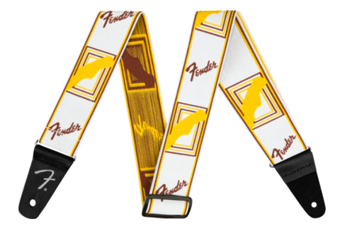 Fender 2" WeighLess Monogrammed Strap - White/Black/Yellow