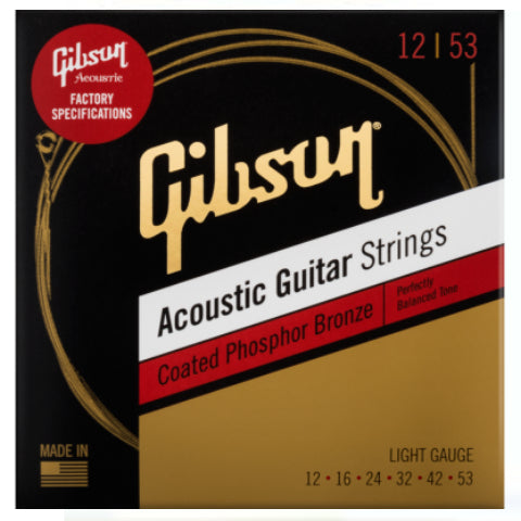 Gibson Coated Phosphor Bronze Acoustic Strings - Light 12-53