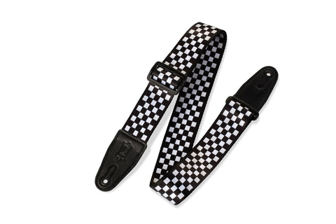 Levy's MP 2" Printed Polyester Guitar Strap - Black & White Checkers