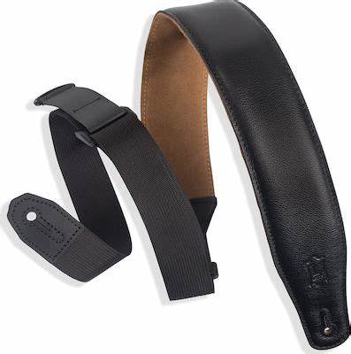 Levy's 2 1/2" Right Height Garment Leather Padded Black Guitar Strap (L-MRHGS-BLK)