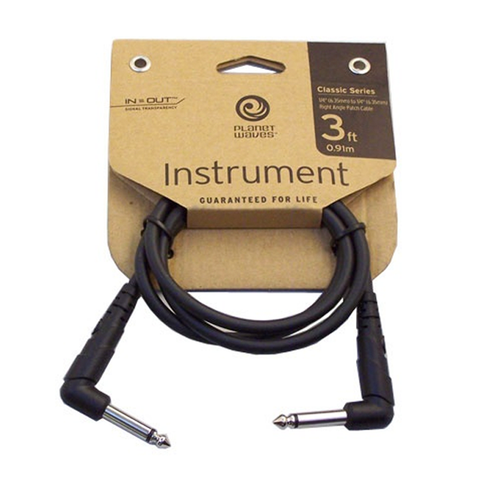 D'Addario / Planet Waves PW-CGTPRA-03 Classic Series 1/4" Right Angle Instrument Cable, 3 Foot